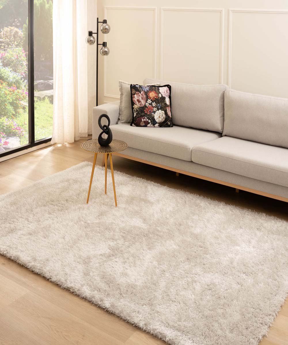 Tapeso Posh - Hoogpolig Vloerkleed - Velvet Glans - Lichtzilver 280x380 Cm