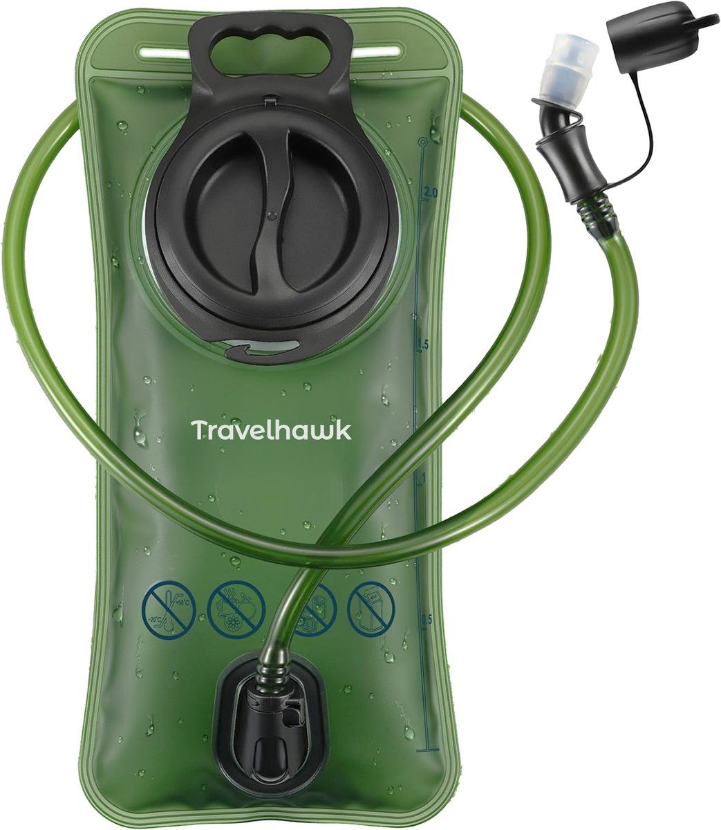 Travelhawk Waterzak - Drinkzak - 100% Waterdicht - BPA Vrij - 2 Liter - Groen