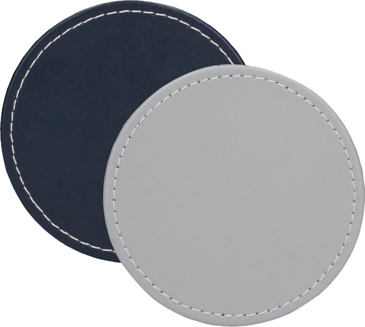 Creative Toys Creative Tops - Onderzetters Kunstleer 10 Cm Grijs Marineblauw (4 Stuks)