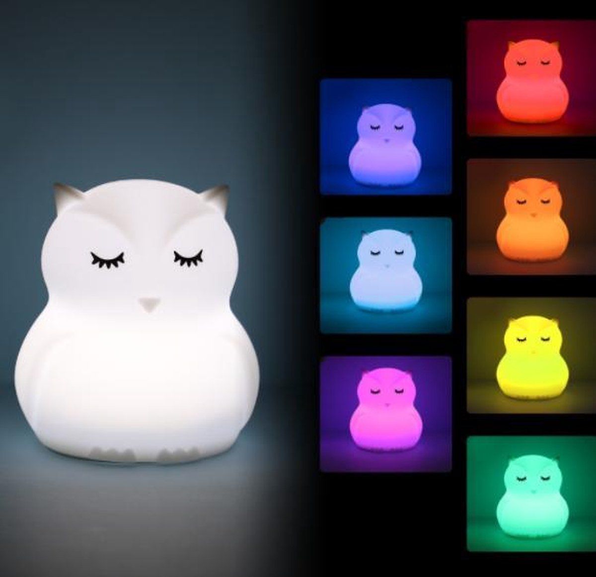 Silicone Nachtlampje Uil - Nachtlampje - 8 kleuren - Geschikt vanaf 12 maanden