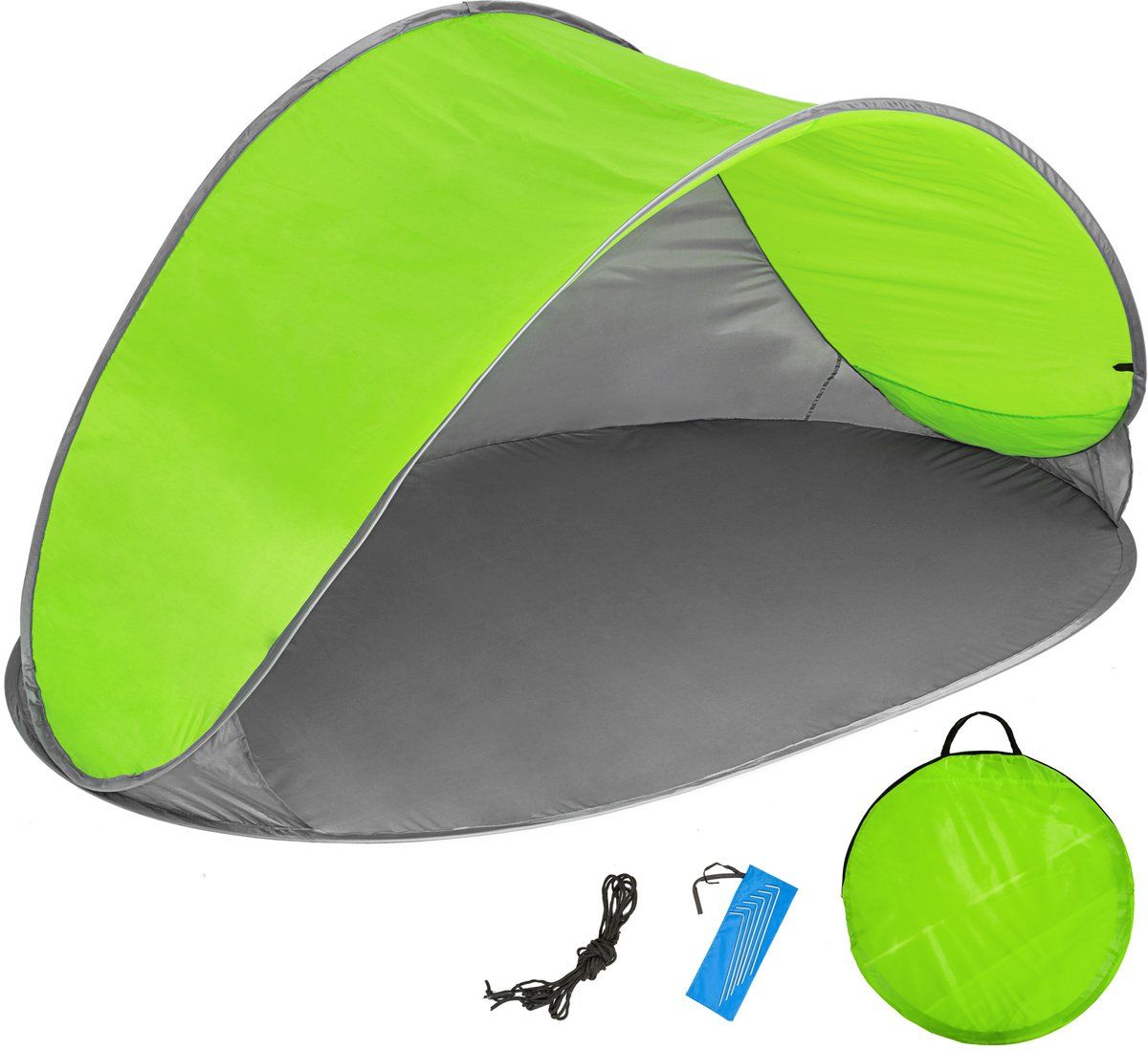 Tectake® Strandtent - Pop-Up Met Uv-Bescherming - 220 X 120 X 100 Cm - Groen Grijs