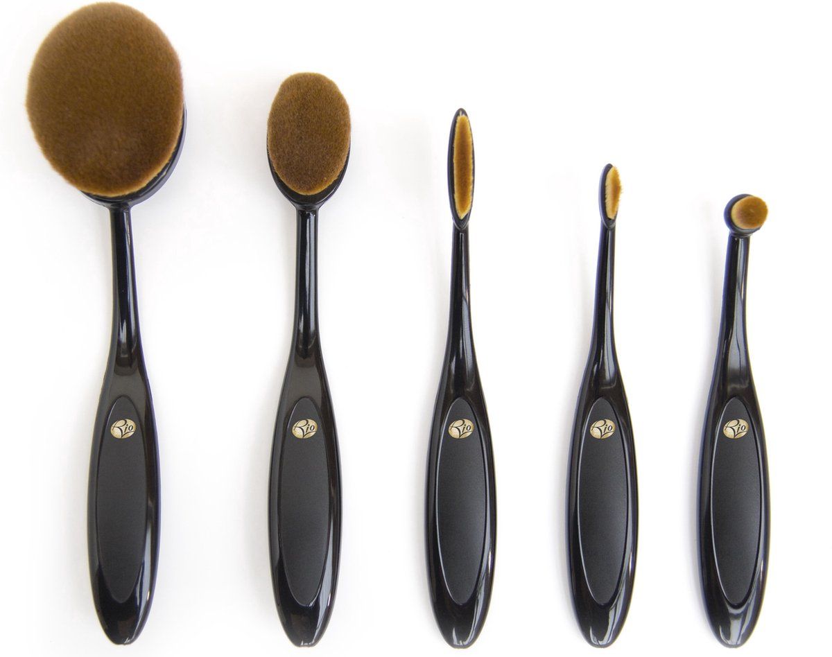 Rio Brom - Microfibre Make-up Kwasten Set - 5-delig - Zwart En Bruin (5 Stuks)