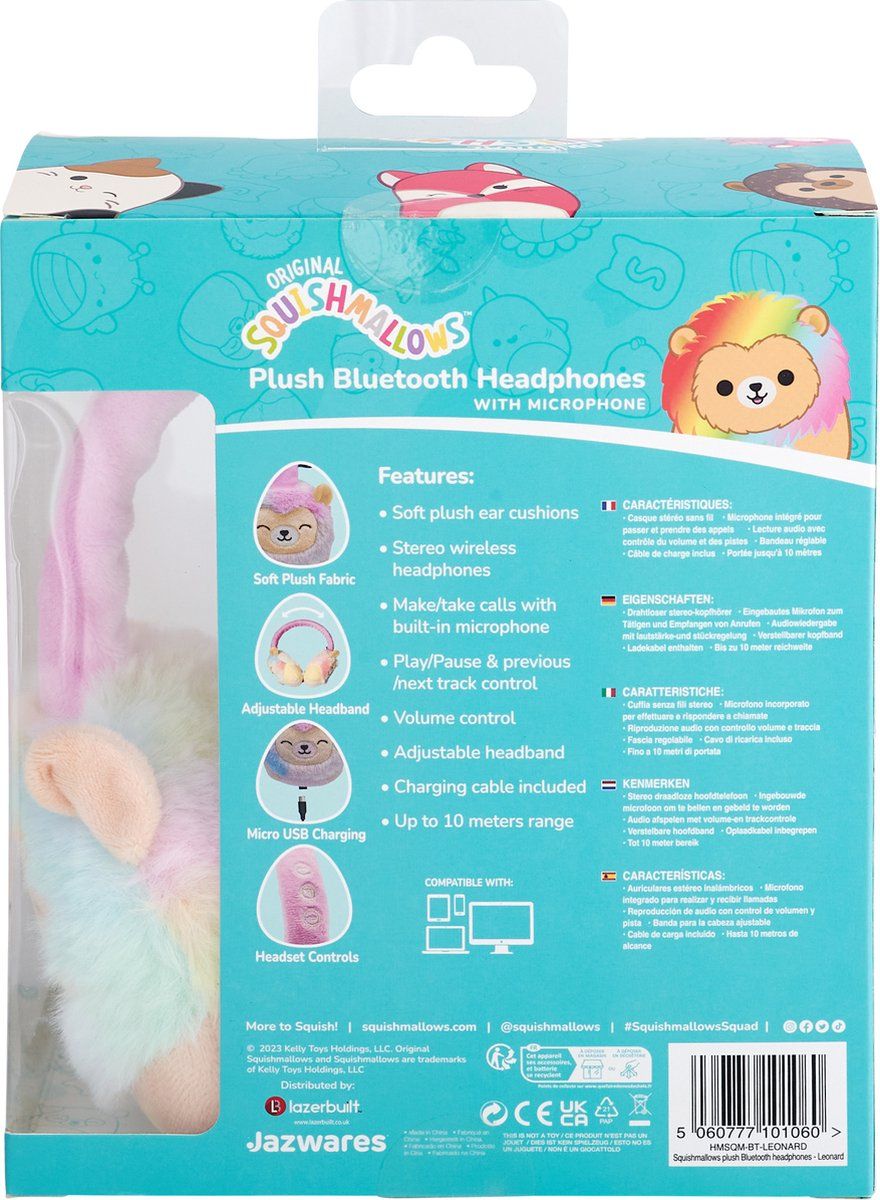 Lazerbuilt Squishmallows - Bluetooth Koptelefoon - Pluche Met Microfoon - Leonard