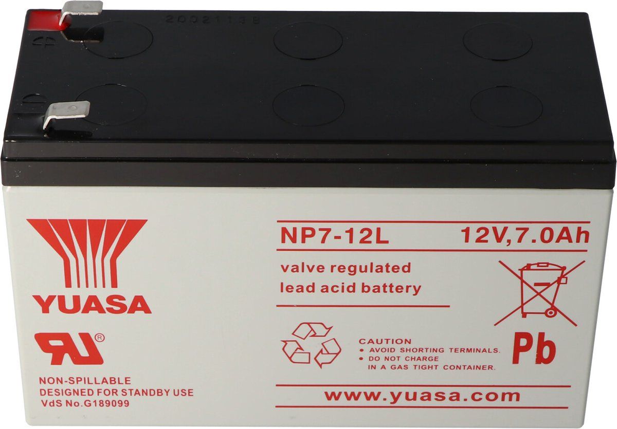 YUASA NP7-12L accukabel PB 12 volt 7000 mAh met 6,3 mm contacten