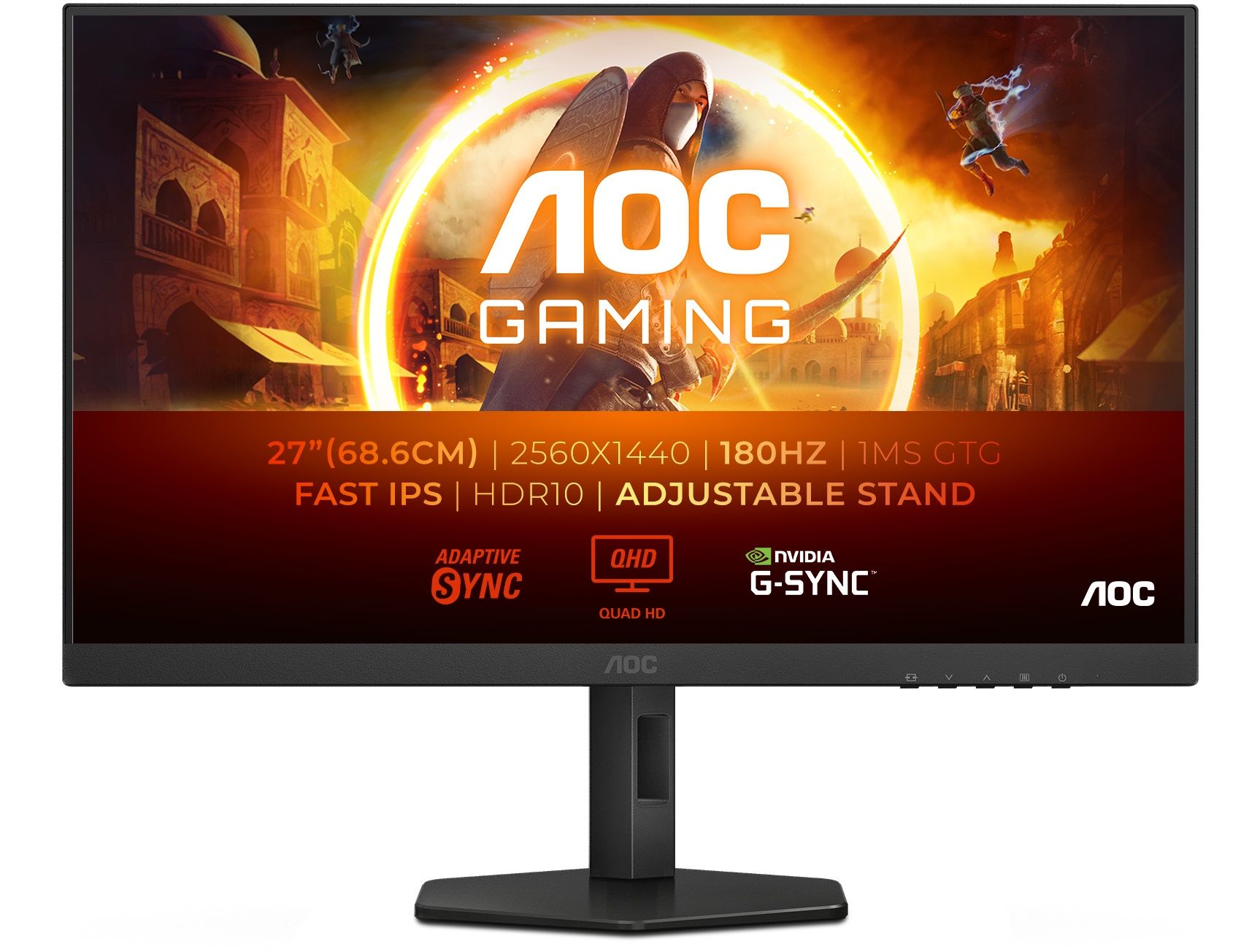 AOC Q27G4XF - 27"QHD Gaming Monitor - 180 Hz 0,5 ms MPRT - Zwart