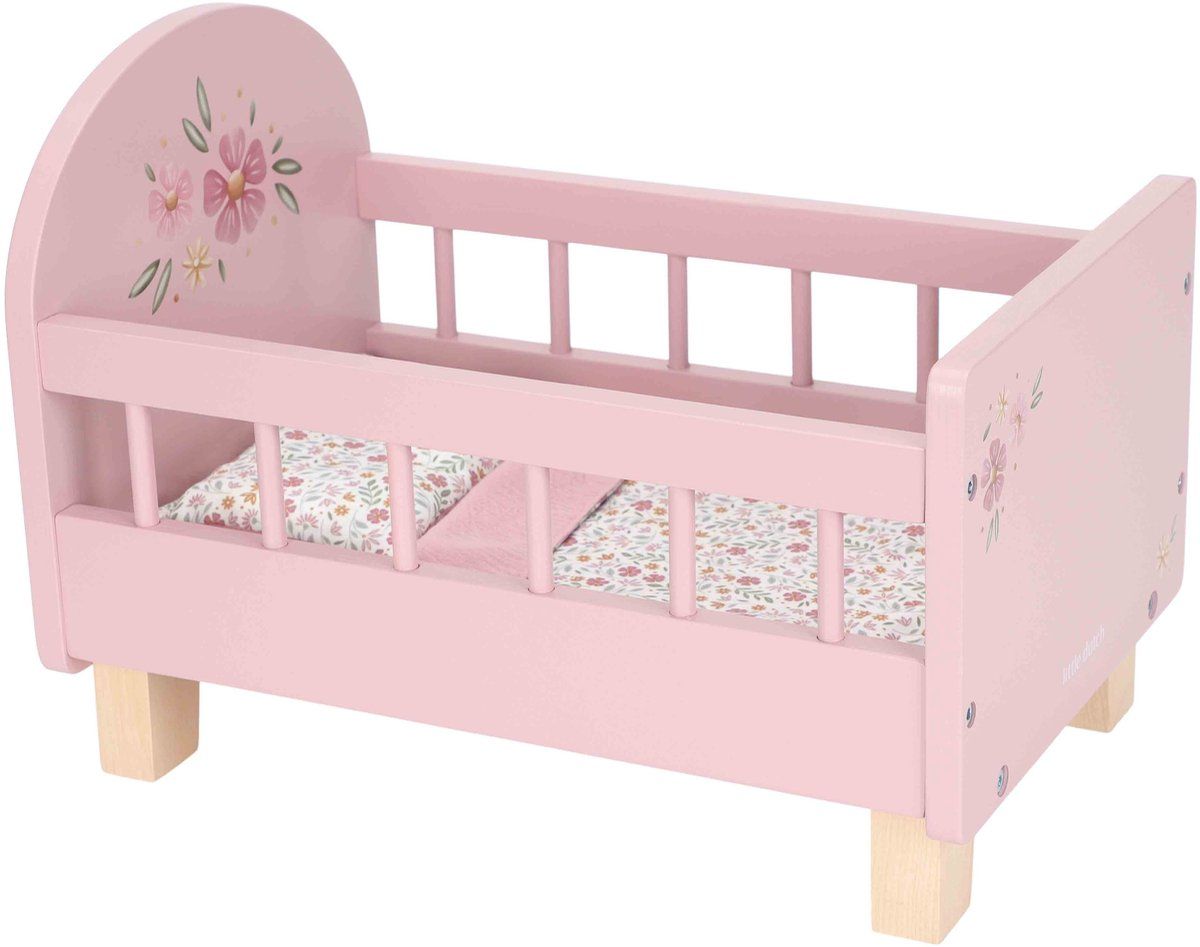Little Dutch LD2517 - Houten Poppenbed - Soft Flowers - Roze