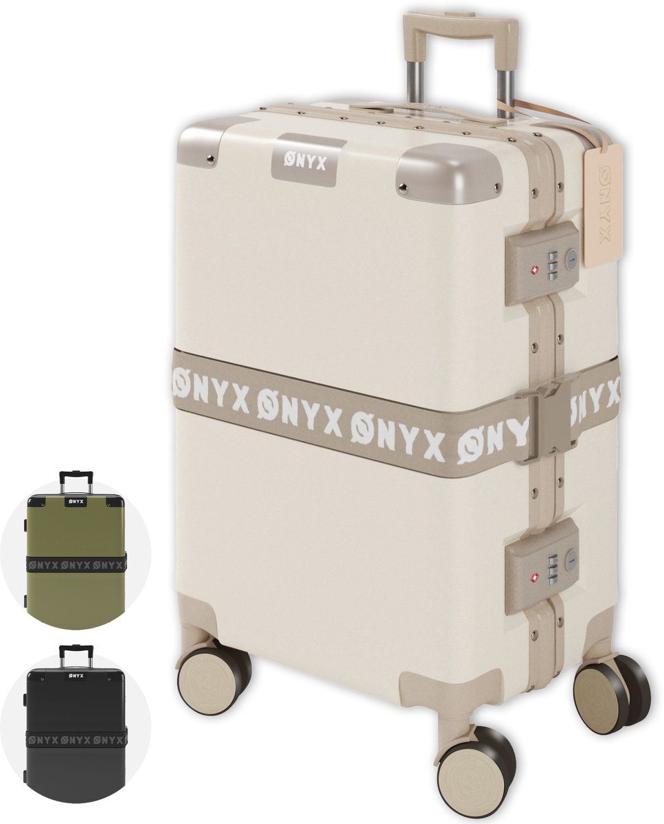 Onyx Handbagage Koffer 33L - Hardcase Met Tsa Slot - 360° Spinner Wielen - Sand Wit