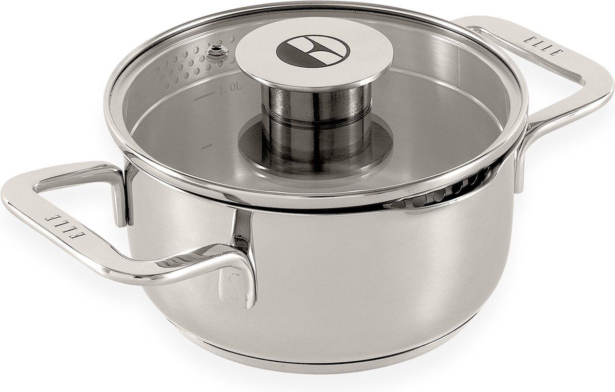 Elle Gourmet Classique - Rvs Kookpan Met Deksel -Ø 16 Cm - Pfas Vrij - Vaatwasserbestendig - Inductie