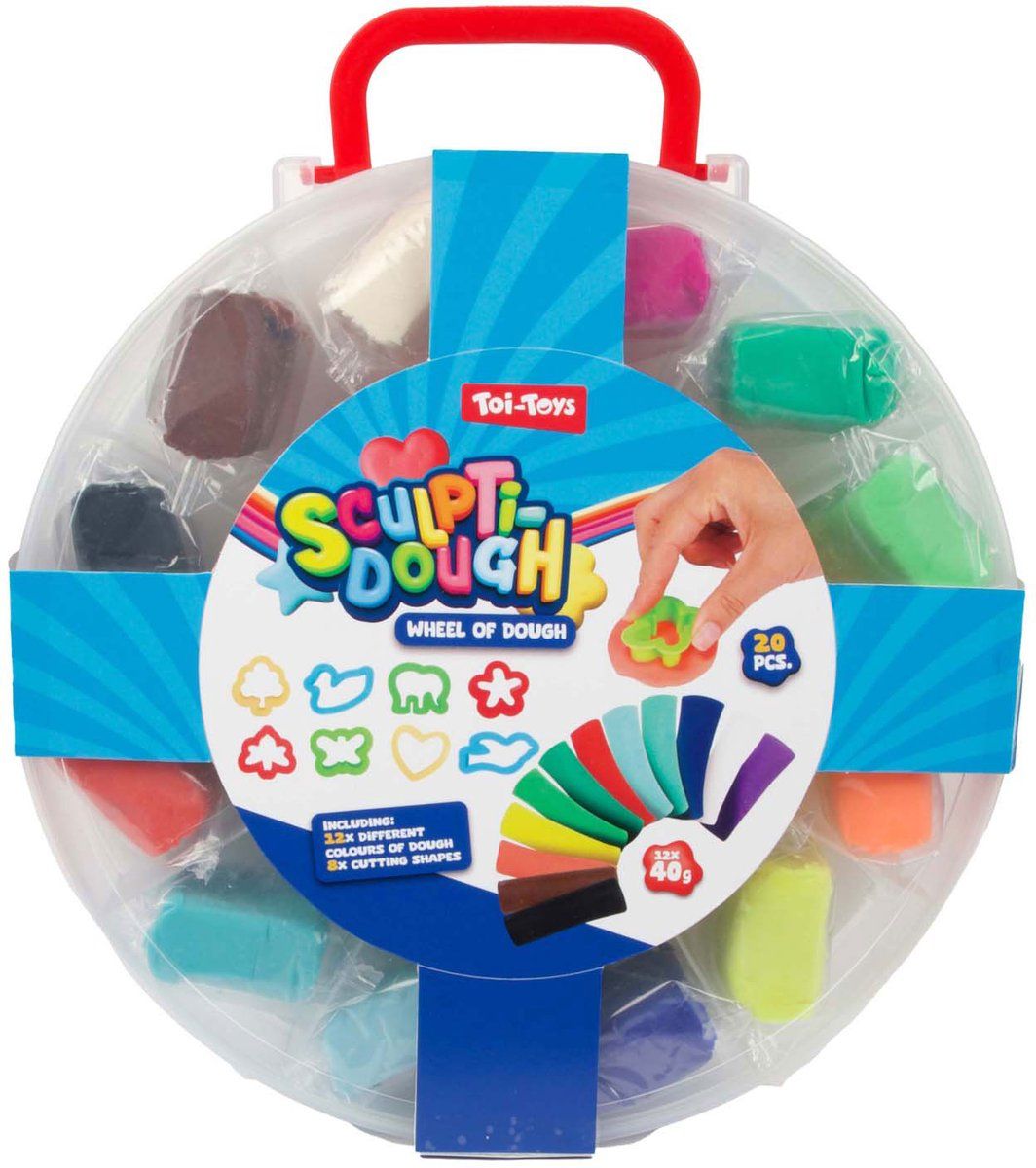 Toi-Toys Sculptidough 35238A - Set Van 12 Klei In Ronde Koffer - 40 Gram (12 Stuks)