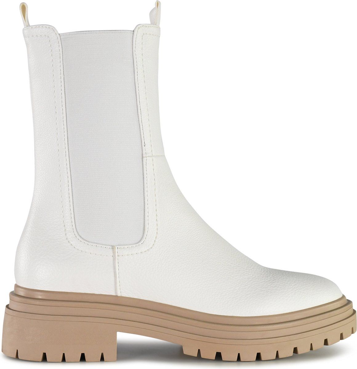 Posh By Poelman Lita - Chelsea Boots - Imitatieleer - Crème Wit - Maat 40