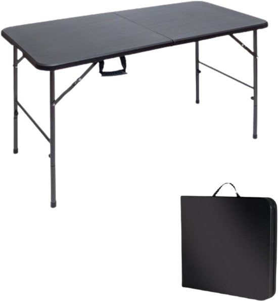 Brasq Inklapbare Vouwtafel Zwart - 120x60x74cm - Campingtafel - Klaptafel - Inklapbaar -