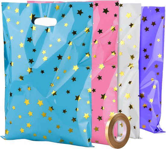 Feestio Uitdeelzakjes 100 Stuks - Snoepzakjes - Gouden Lint - 4 Kleuren (100 stuks)