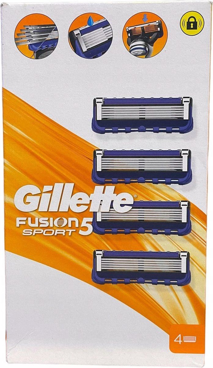 Gillette Fusion 5 Sport - Navulmesjes - 5 scheerbladen - Zilver Blauw (4 Pack)