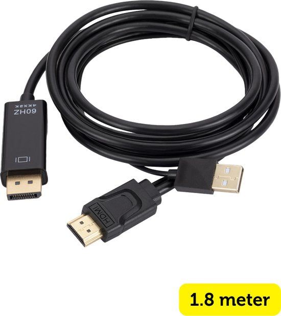 Merkloos Garpex® Hdmi Naar DisplayPort Kabel – 4K Ultra Hd 60Hz – 1.8 Meter