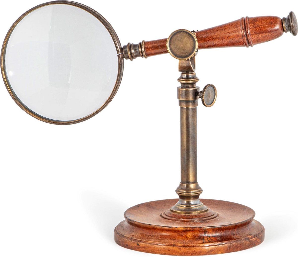 Authentic Models Duotoon Vergrootglas - Staand - Handsfree Gemak - Brons/hout