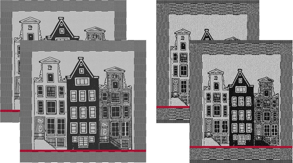 Ddddd Canal - Theedoek En Keukendoek Set - 100% Katoen - Zwart (2 Stuks)