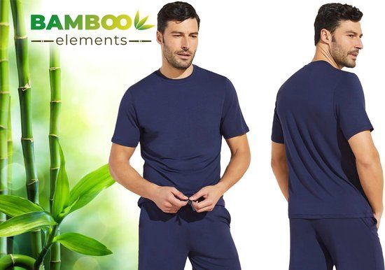 Bamboo Elements - T Shirt Heren - Regular Fit - Zijdezacht - Navy - Xxl
