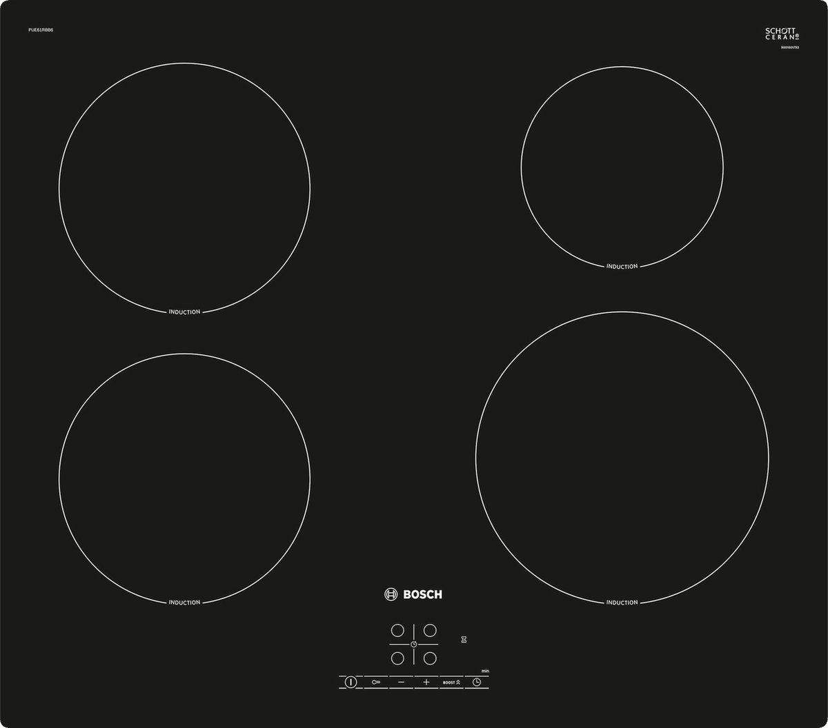 Bosch PUE61RBB6E - Inbouw Inductiekookplaat - 4 kookzones - 60 cm