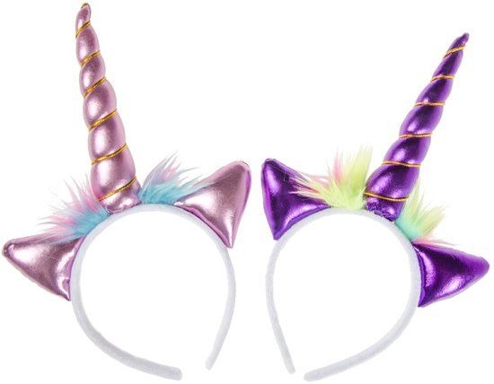 Duckiez Eenhoorn Tiara - 15cm hoorn - Assorti roze of paars