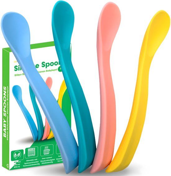 Hi Nature™ Baby Lepeltjes - Siliconen Babylepel - 100% Bpa Vrij - 4 Stuks (4 Stuks)
