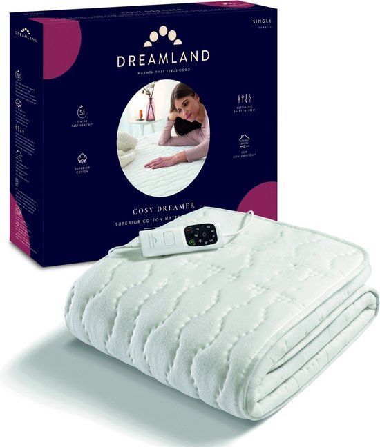 Dreamland 26055 - Elektrische Deken - 1-persoons - 150x80 Cm - Italiaans Katoen