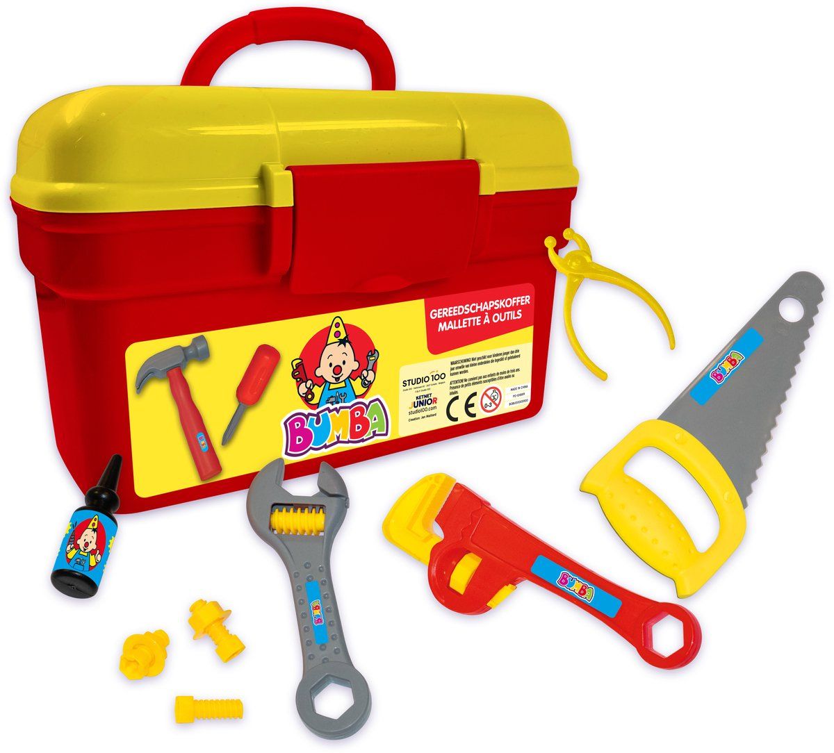 Bumba - Speelgoedgereedschapskoffer - 25 Delig Met Tools - Vrolijk Design