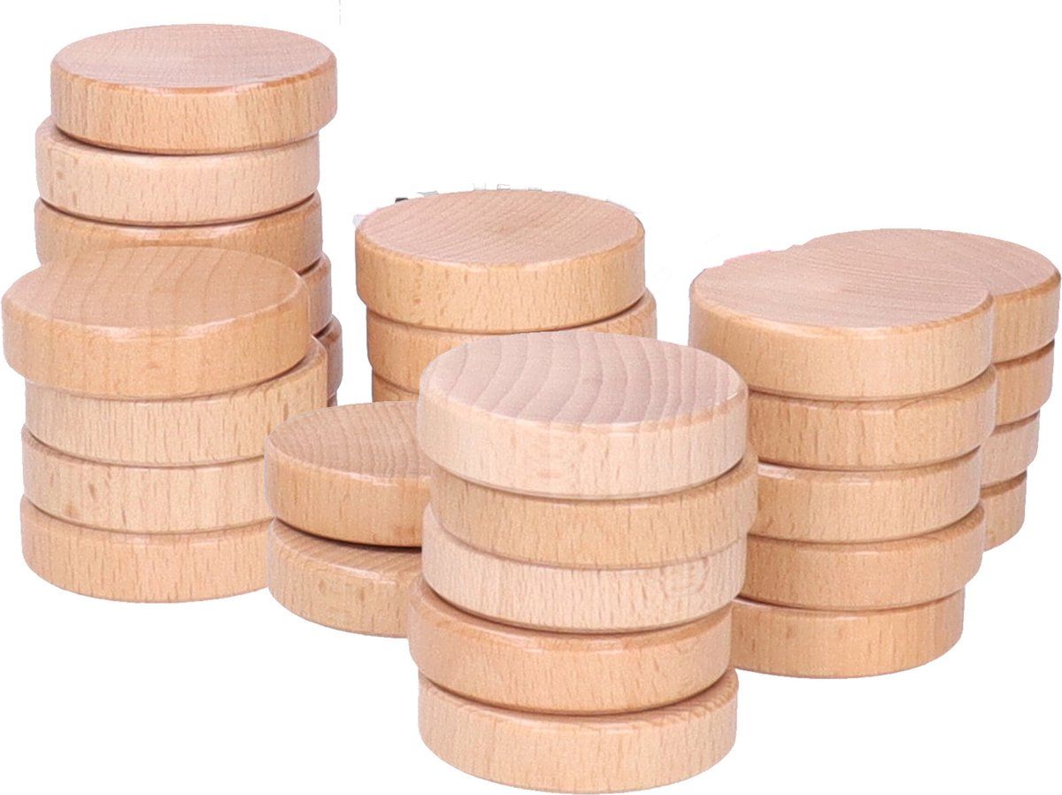 Longfield Games Sjoelschijven Beukenhout - Set Van 30 Hol Gedraaide SchijvenØ 52 Mm - Geschikt Voor Sjoelbakken Recreatie Wedstrijden (set Van 30)