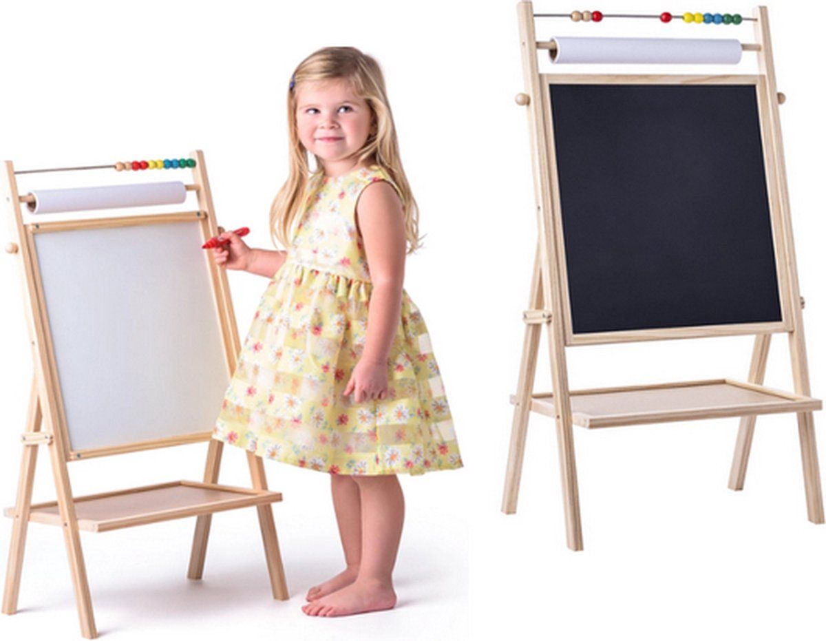 Woody Staand Schoolbord Met Rol Papier 90109