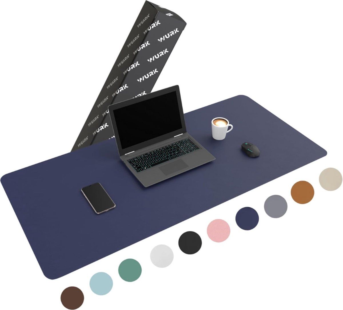 WURK Professionele Bureau Onderlegger [120 cm x 60 cm] - Muismat XXL - Mouse Pad - Multifunctionele Grote Bureauonderlegger– Desk Mat [Donker Blauw]
