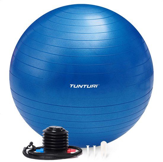 Tunturi Anti Burst Fitnessbal 65 cm - Yoga bal - 220 kg gebruikersgewicht - Blauw