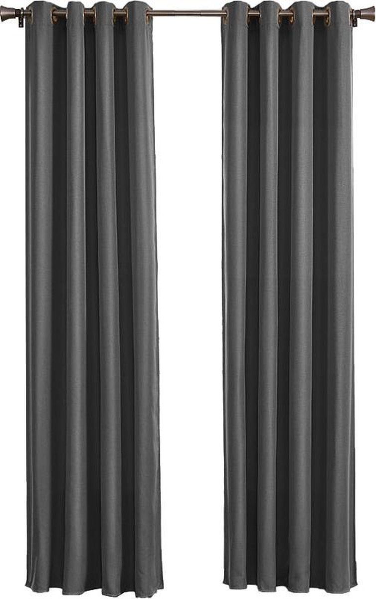 Larson - Luxe Effen Blackout Gordijn - Met Ringen - 3m X 2.5m - Donkergrijs