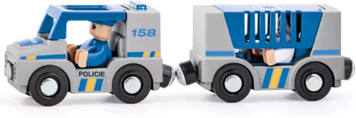 Woody - Autoset - Politievoertuig Met Accessoires - Blauw