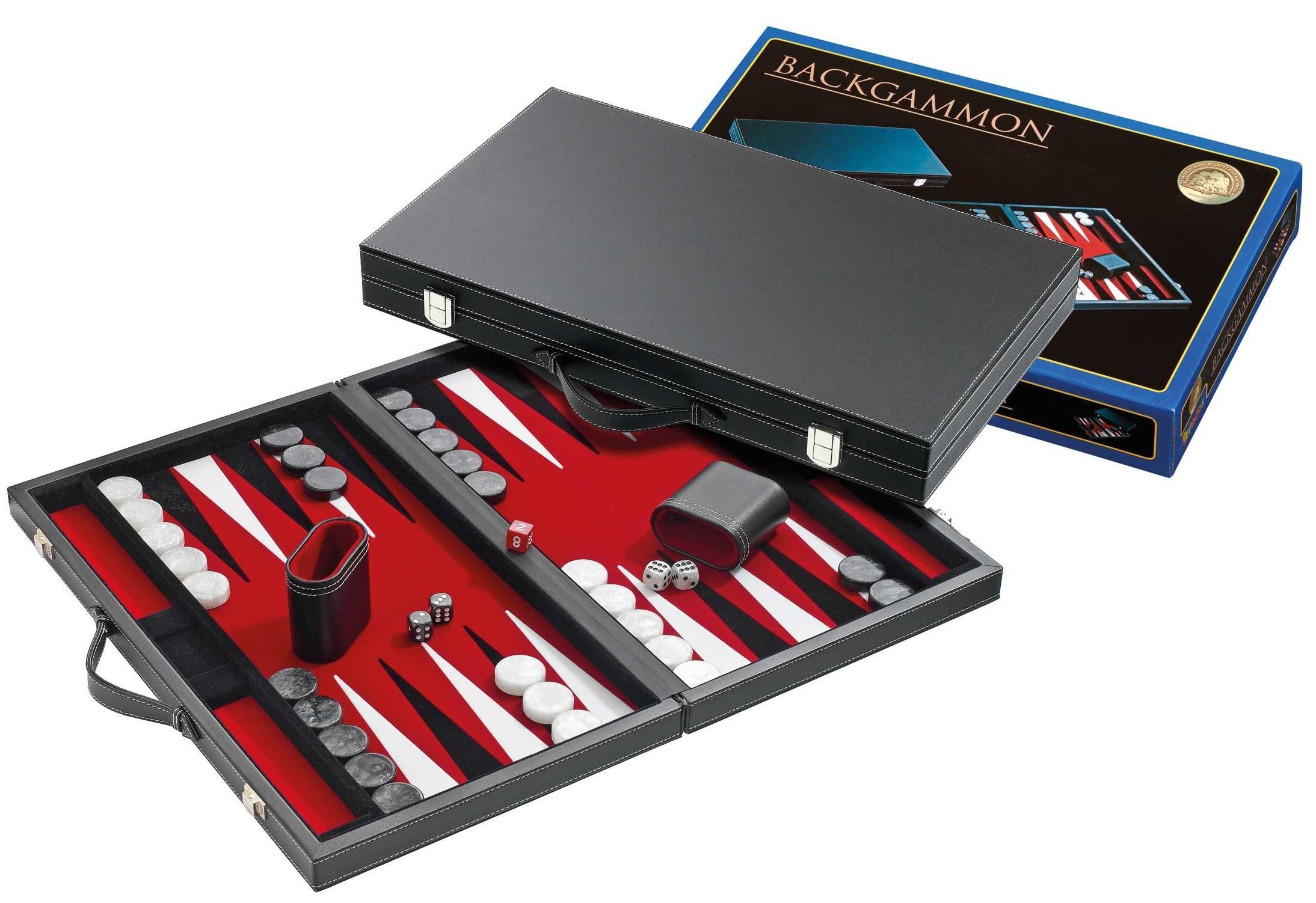 Backgammon - Luxe - 38 cm - Rood velours