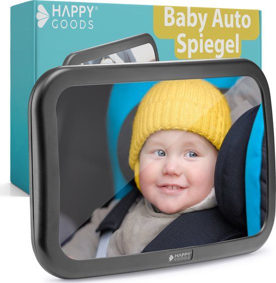 Happy Goods Autospiegel Baby XL - Achteruitkijkspiegel - 35x19 cm - 360° Verstelbaar - Baby Spiegel