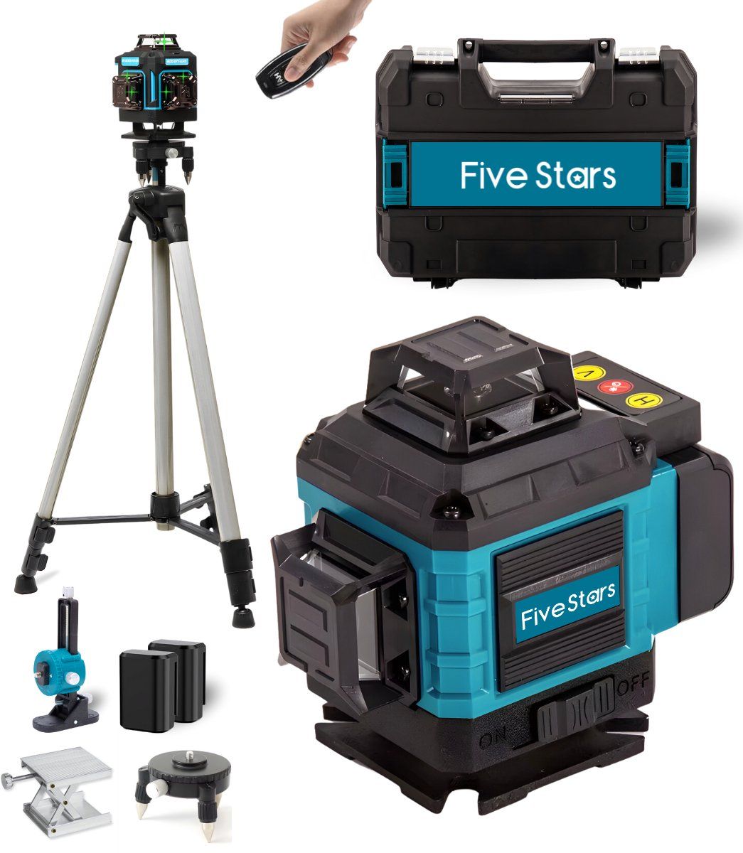 Five Stars TR304 - Kruislijnlaser - 4D 16 lijnen - Zelfnivellerend - Groene laser