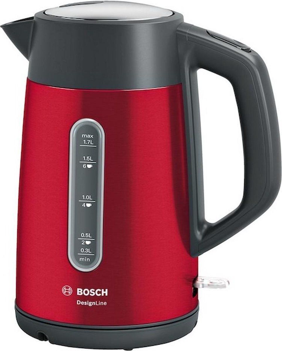 Bosch Rood/Zwart Twk4p434 - Waterkoker - 1,7L - Rvs - 2400W - 360 Graden Draaibaar
