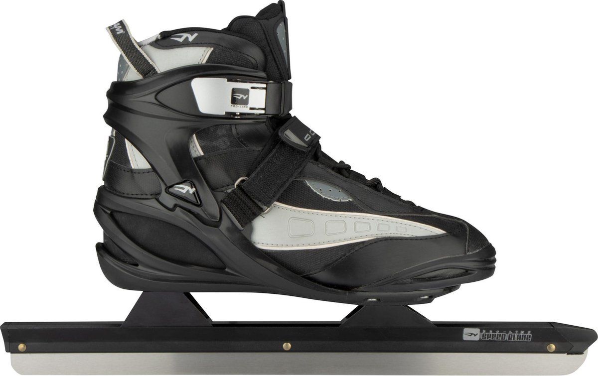 Nijdam Pro-Line - Norenschaatsen - Semi-Softboot Aluminium - Zwart/Grijs/Zilver - 45