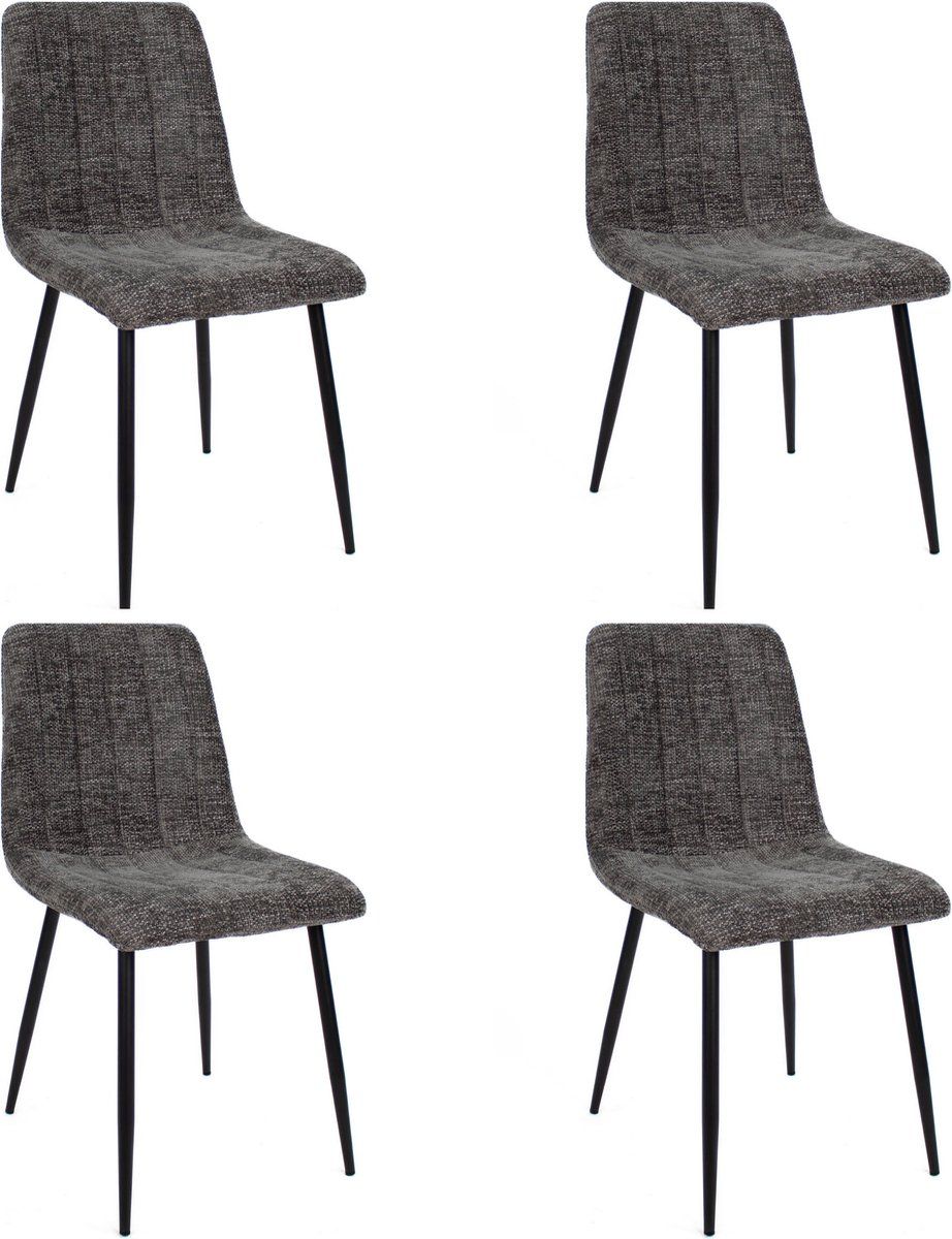Set Van 4 Kick Eetkamerstoel Sem - Donkergrijs