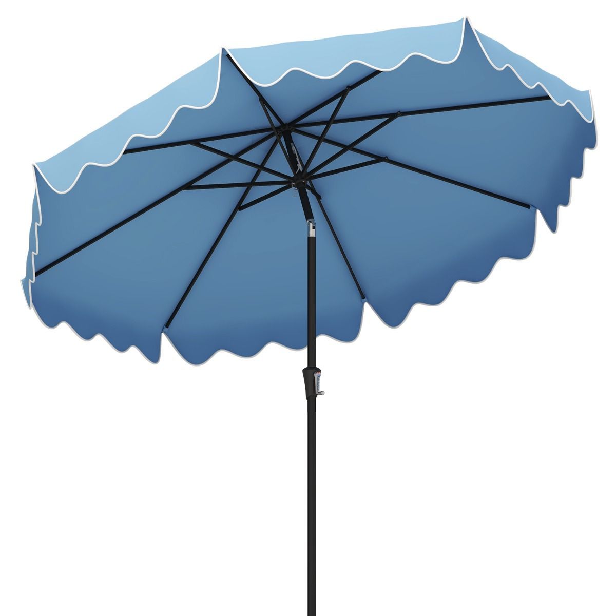 Coast Parasol 270 cm Marineblauw– Tuinparasol met Zwengel, Volant en 25° Kantelbaar Terrasparasol m