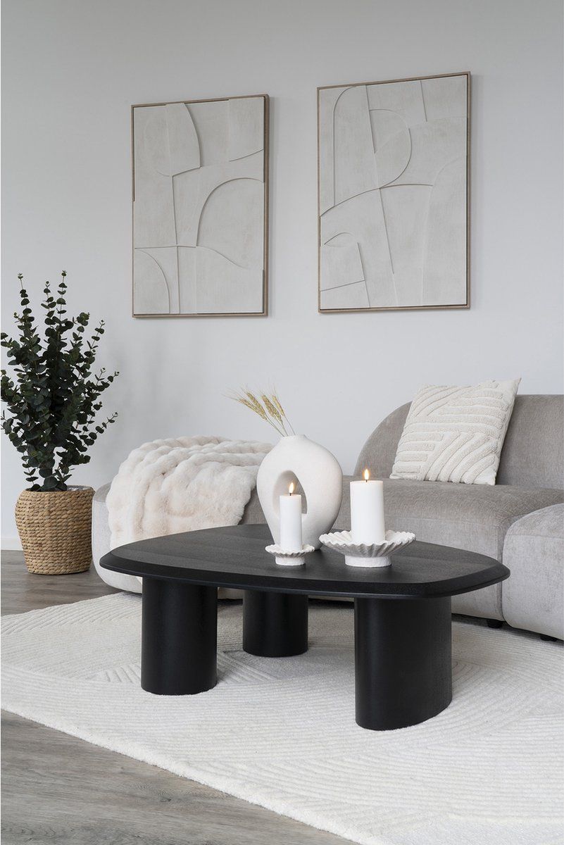 House Nordic Madeline Relief - Schilderij Canvas 60x90cm - Wit