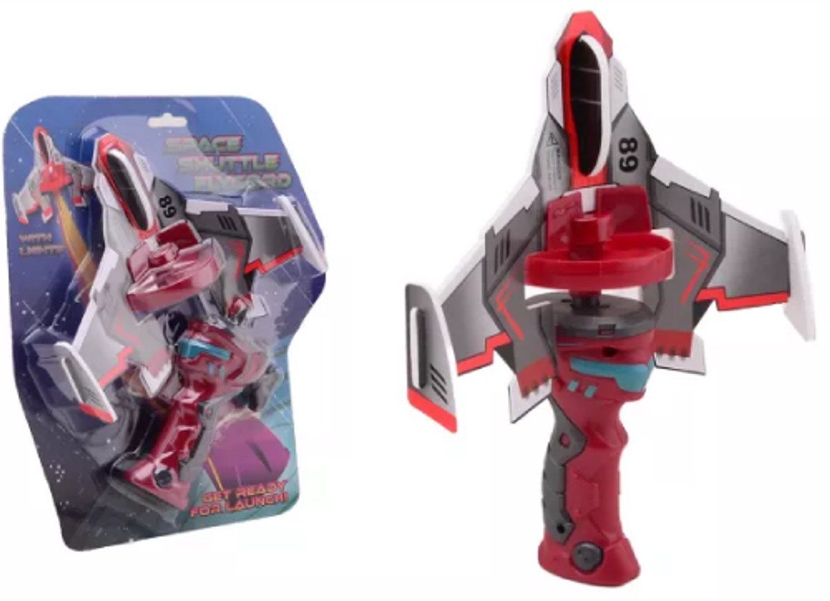 Johntoy Flycord Space Shuttle - Ruimtevaart Speelgoed - Licht En Interactief - Rood