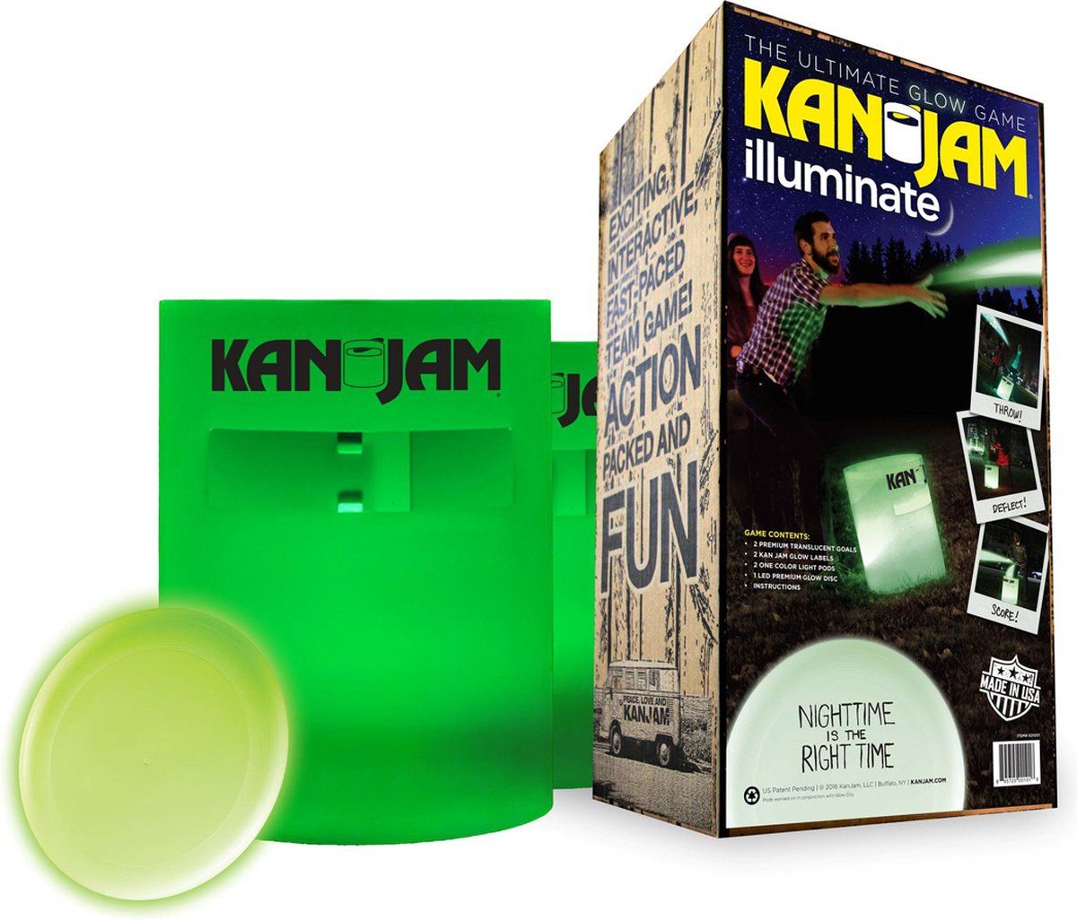 KanJam - Illuminate Glow Game Set - Verlichte Doelen En Glow In The Dark Disc - Wit