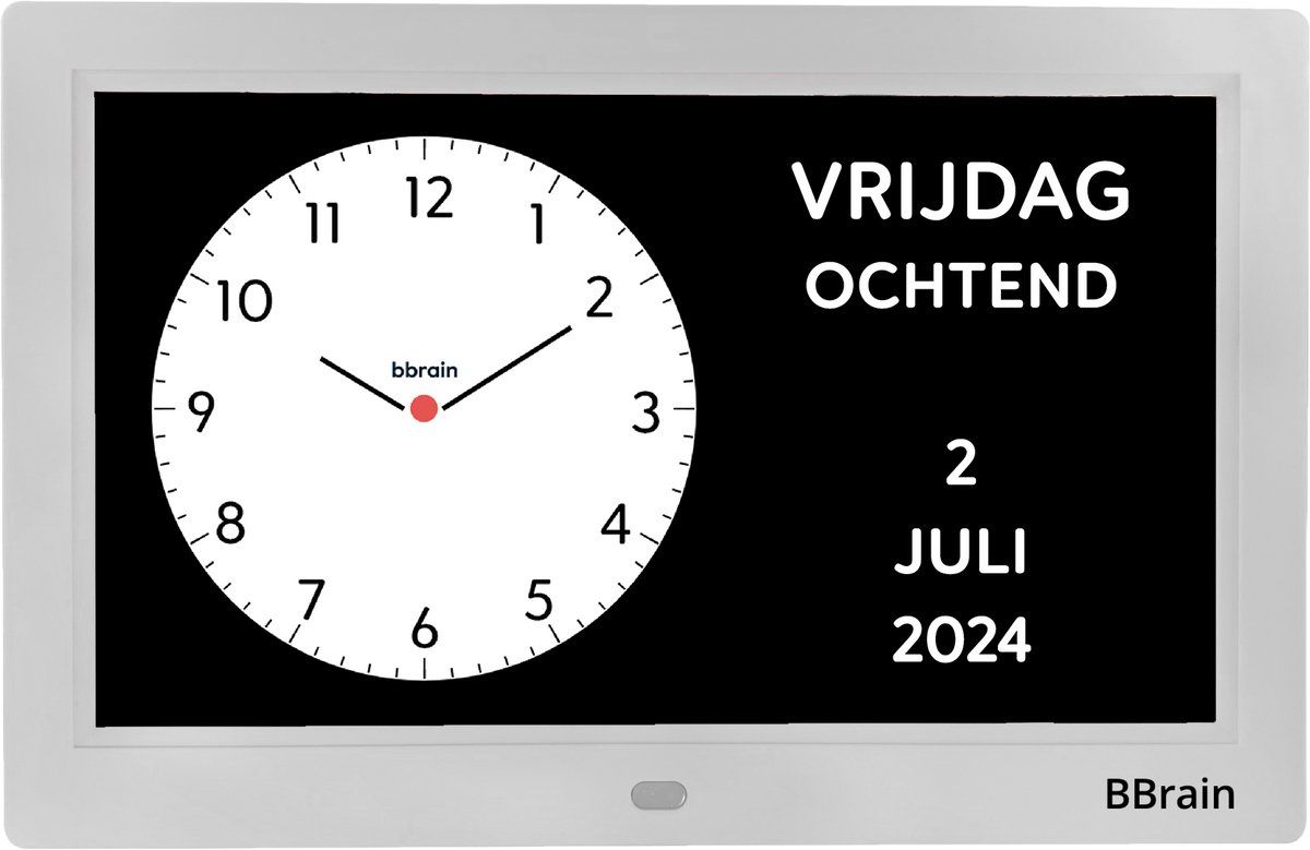 BBrain Basic - Analoge Dementieklok 10 Inch - 21 Herinneringen - Wit