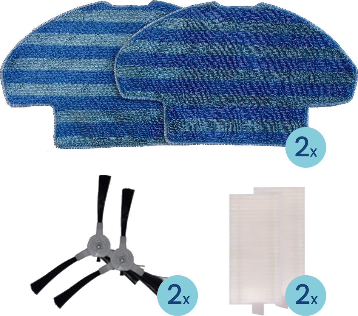 Merkloos Gologi GO26 - Reserveonderdelen Set - 2x Dweildoeken 2x Zijborstels 2x Hepa Filters (6 Stuks)