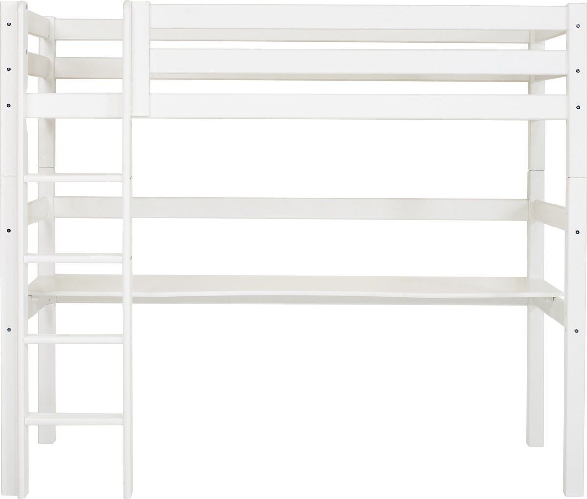 Hoppekids Eco Luxury Hoogslaper 90x200 Cm Met Bureau, Wit