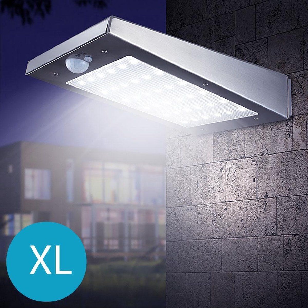 The White Series - Draadloze Led Wandlamp Met Bewegingssensor Op Zonne-energie– Extra Large – Rvs