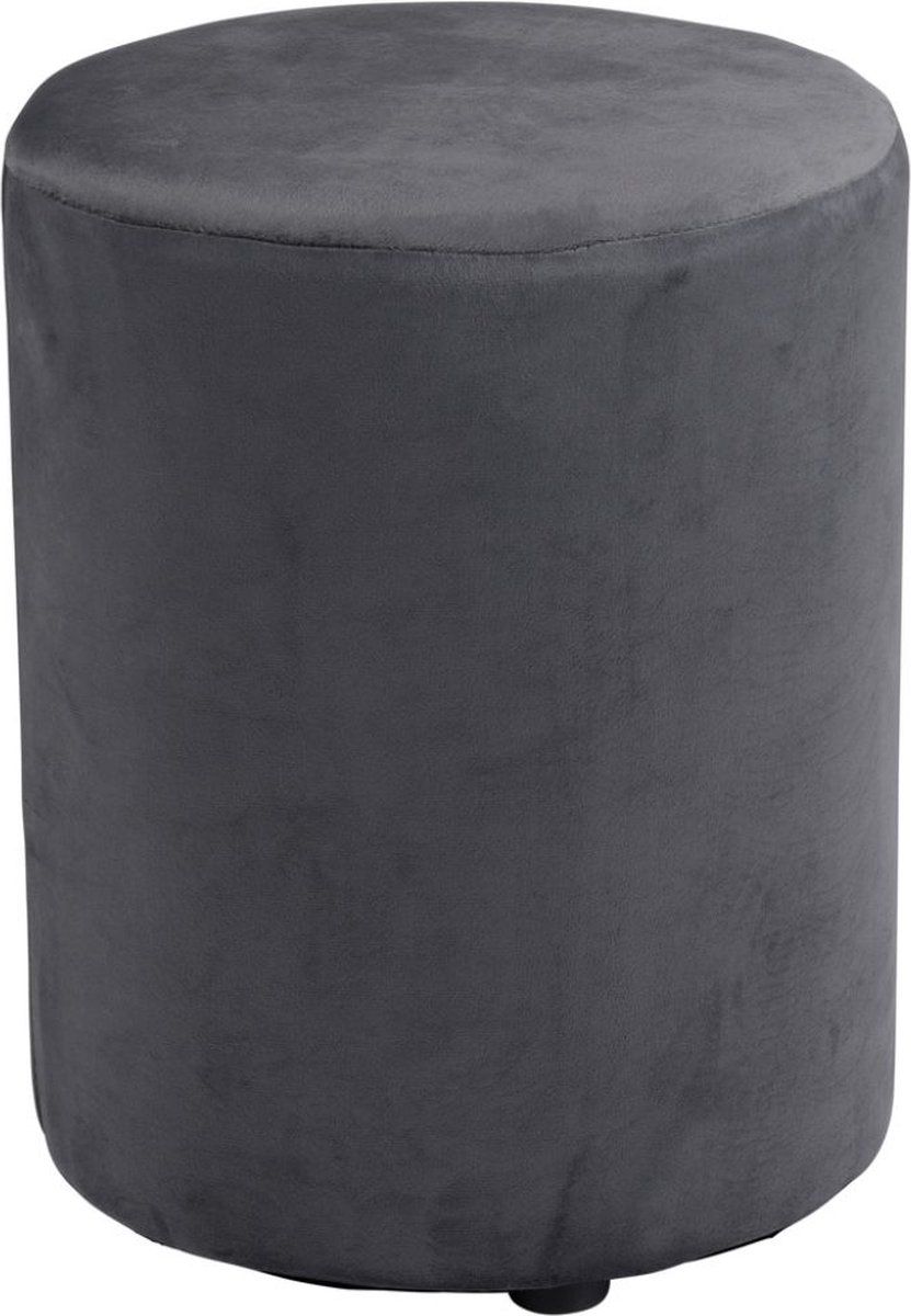 Arti Casa Poef Rond - Velvet Poef 28x36 Cm - Compacte Fauteuil Of Kruk - Grijs