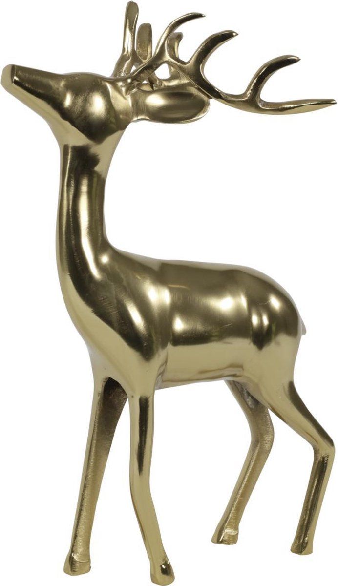 Merkloos Staand Hert - Aluminium - 28x13x41 Cm - Goud