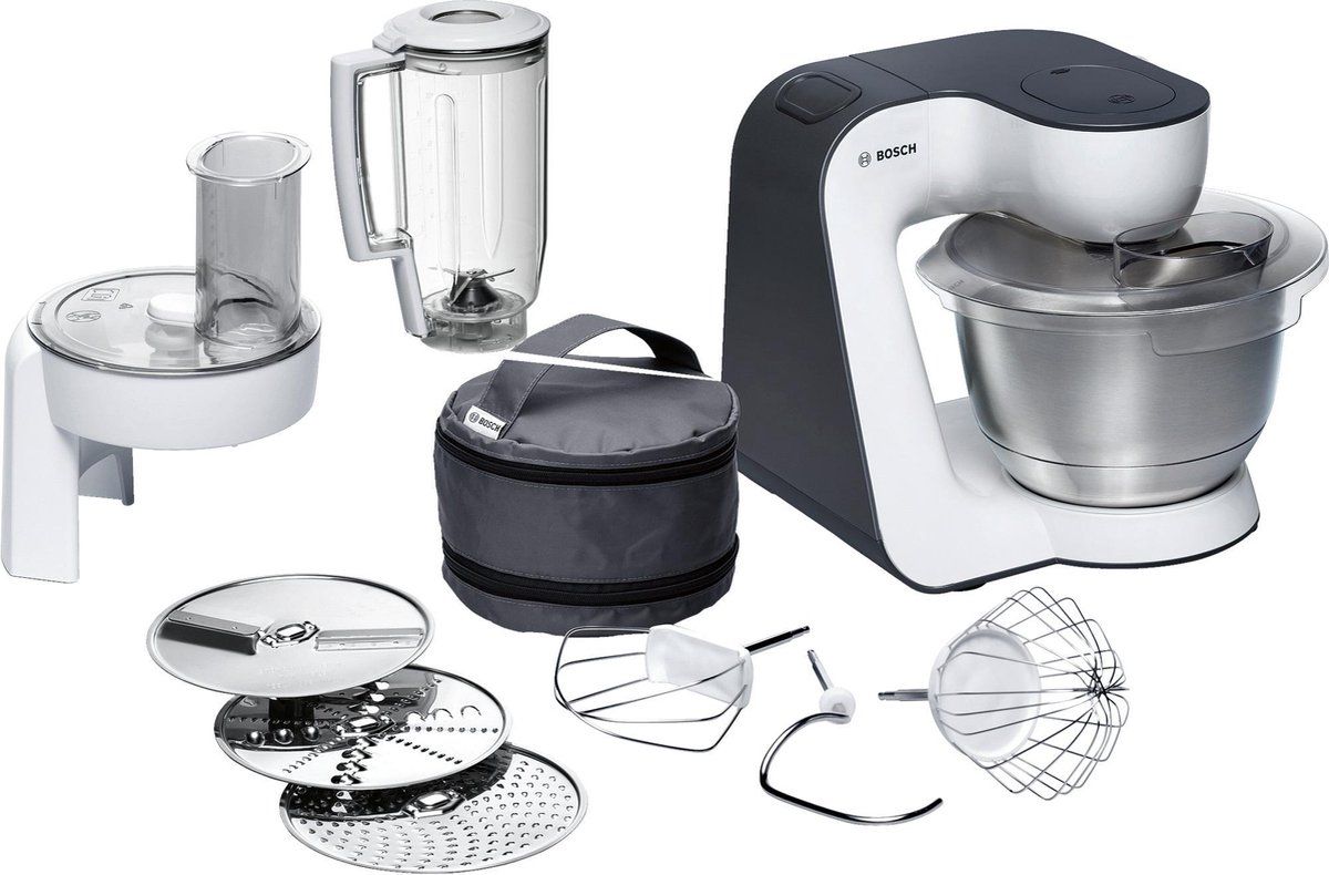 Bosch MUM52120 - Keukenmachine - 700W - 3,9L - Blender en molen - Wit/Antraciet