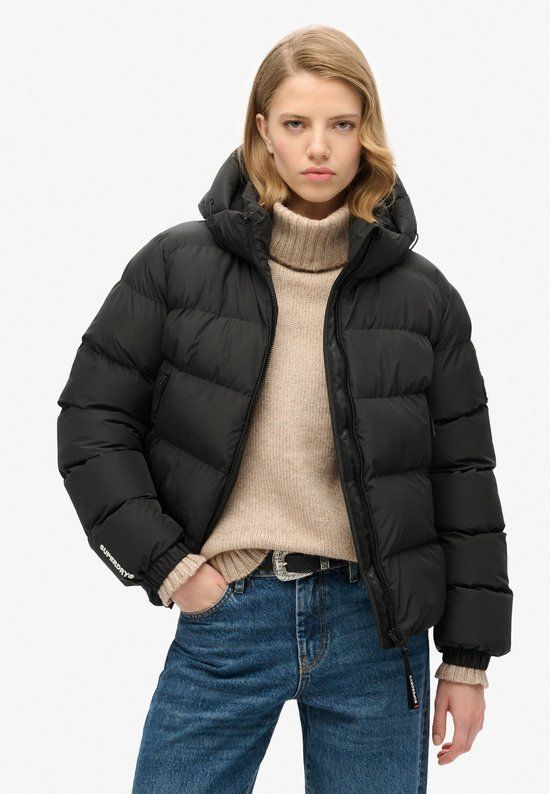 Superdry Hooded Sports Puffer Jacket - Dames Jas - Waterafstotend - Maat L